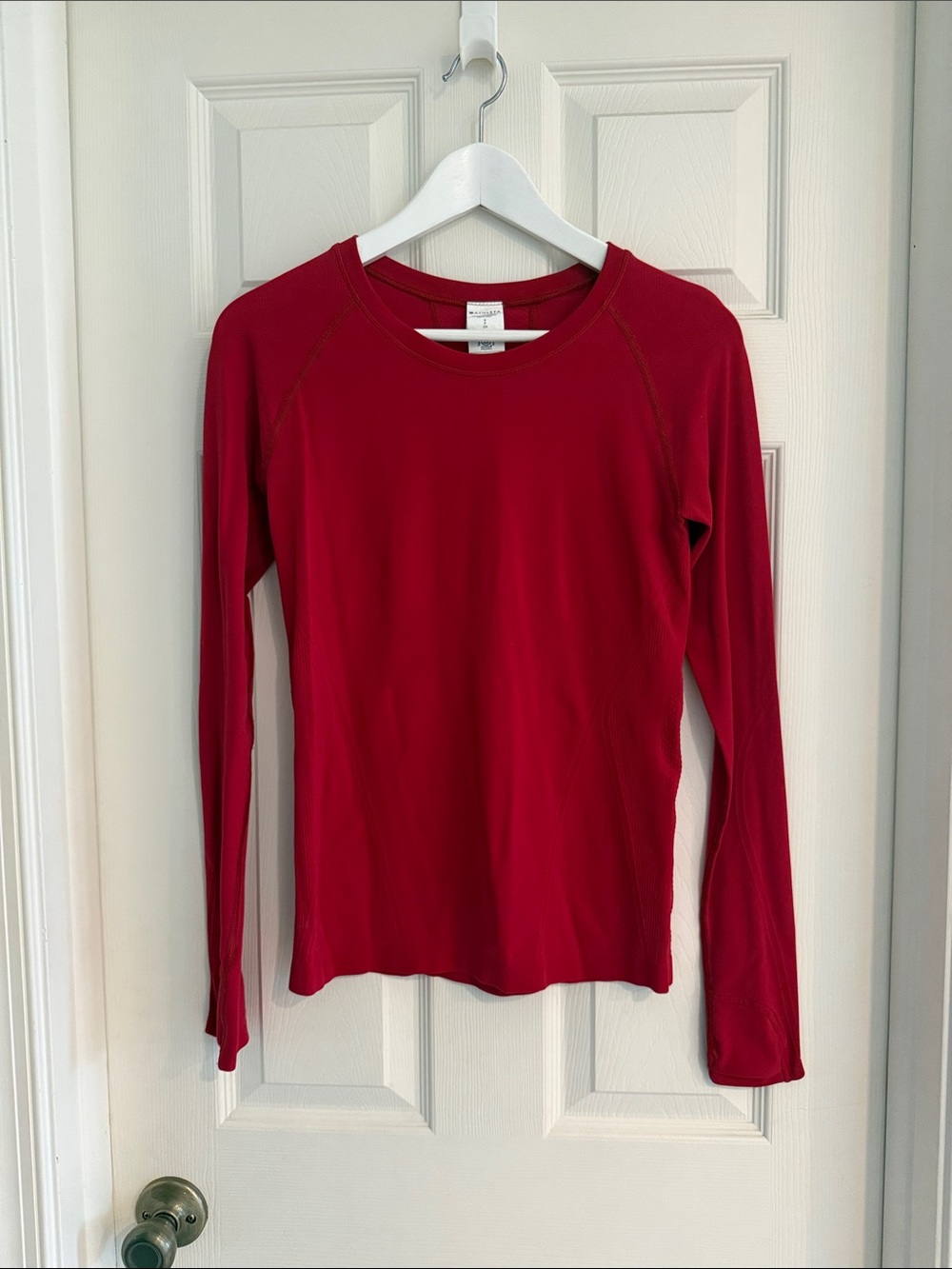Athleta Long Sleeve Crewneck Top in Ruby Red